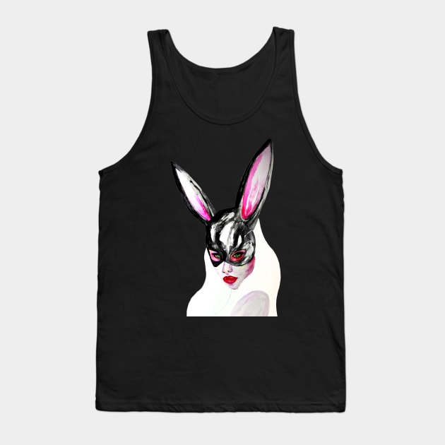 White Rabbit Tank Top by StilleSkyggerArt